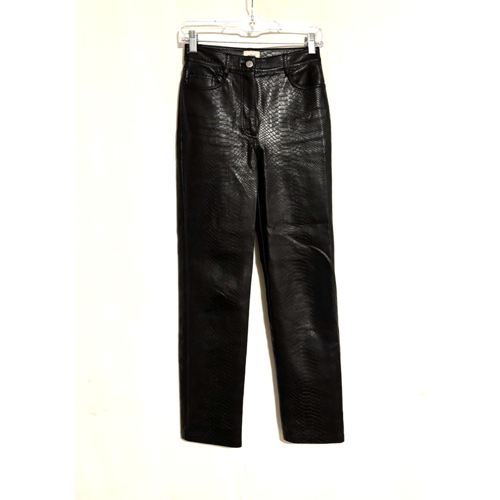Wilfred Aritzia Womens Pants Trousers 0 Black Faux Leather High Rise
